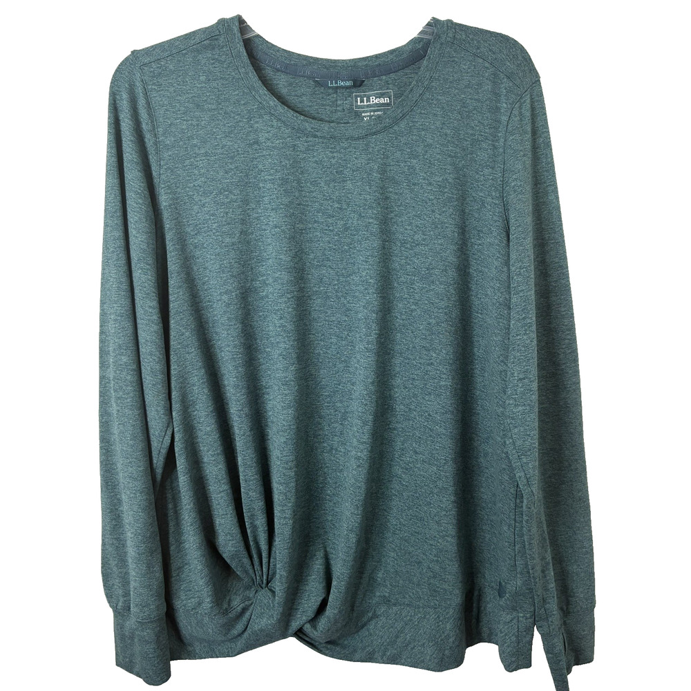 L.L. Bean Women's VentureSoft Twist-Front Long Sleeve Top w/Thumbholes Size XL